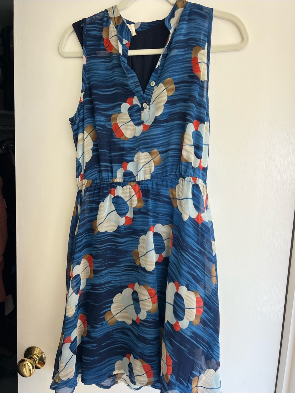Quiksilver Navy Blue Nautical Lifebuoy Print Sleeveless Dress